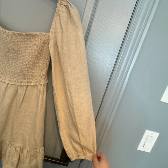 NWT Wilfred Tempest Linen Mini Dress Size XS Natural Ecru Smocked Prairie READ - Picture 7 of 16